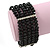 5 Strand Black Glass Bead Flex Bracelet With Crystal Bars - 20cm L - view 3