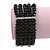 5 Strand Black Glass Bead Flex Bracelet With Crystal Bars - 20cm L - view 8