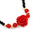 Black, Red Glass Bead With Red Acrylic Rose Flex Bracelet/ Necklace - 70cm L - view 5