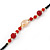 Black, Red Glass Bead With Red Acrylic Rose Flex Bracelet/ Necklace - 70cm L - view 7