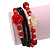 Black, Red Glass Bead With Red Acrylic Rose Flex Bracelet/ Necklace - 70cm L - view 4