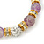 10mm Faceted Lavender Agate Stone, Gold Crystal Spacers And White Crystal Balls Flex Bracelet - 17cm L - view 6