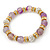 10mm Faceted Lavender Agate Stone, Gold Crystal Spacers And White Crystal Balls Flex Bracelet - 17cm L - view 7