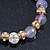 10mm Faceted Lavender Agate Stone, Gold Crystal Spacers And White Crystal Balls Flex Bracelet - 17cm L - view 3