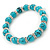 10mm Classic Turquoise Bead With Crystal Ring Flex Bracelet - 19cm L