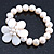 12mm Off White Freshwater Pearl Flex Bracelet With A Mother Of Pearl Central Flower - 17cm L - view 7