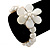 12mm Off White Freshwater Pearl Flex Bracelet With A Mother Of Pearl Central Flower - 17cm L - view 2