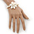 12mm Off White Freshwater Pearl Flex Bracelet With A Mother Of Pearl Central Flower - 17cm L - view 5
