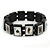 Black Wooden Playing Cards Stretch Icon Bracelet - 18cm L