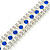 Clear/ Sapphire Blue Austrian Crystal Bracelet In Rhodium Plating - 18cm L/ 5cm Ext - view 3