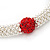 Light Silver Snowflake Metal Rings with Red Crystal Ball Stretch Bracelet - 18cm L - view 4