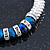 Silver Tone Snowflake Rings with Blue Crystal Beads Flex Bracelet - 17cm L - view 6