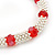 Silver Tone Snowflake Rings with Red Crystal Beads Flex Bracelet - 18cm L - view 4