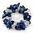 Cobal Blue Shell Chip, Transparent Glass Bead Clustered Stretch Bracelet - 19cm L
