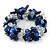 Cobal Blue Shell Chip, Transparent Glass Bead Clustered Stretch Bracelet - 19cm L - view 5