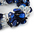 Cobal Blue Shell Chip, Transparent Glass Bead Clustered Stretch Bracelet - 19cm L - view 4