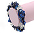 Cobal Blue Shell Chip, Transparent Glass Bead Clustered Stretch Bracelet - 19cm L - view 3
