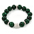 12mm Green Agate Stone With White Crystal Disco Ball Flex Bracelet - 18cm L - view 2