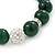 12mm Green Agate Stone With White Crystal Disco Ball Flex Bracelet - 18cm L - view 4