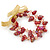 Two Row Red/ Pink Glass Nugget, Bead Flex Bracelet with Gold Organza Ribbon - 20cm L - view 7