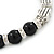Antique Silver Tone Heart Etched Bead And 10mm Black Agate Stone Stretch Bracelet - 19cm L - view 5