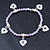 Pale Lilac Semiprecious Stone with Heart Charms Stretch Bracelet - 20cm L - view 4