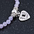Pale Lilac Semiprecious Stone with Heart Charms Stretch Bracelet - 20cm L - view 5