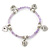 Pale Lilac Semiprecious Stone with Heart Charms Stretch Bracelet - 20cm L