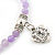 Pale Lilac Semiprecious Stone with Heart Charms Stretch Bracelet - 20cm L - view 3