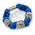 Chunky Blue Multi Cord With Silver Tone Rings Magnetic Bracelet - 17cm L - view 5