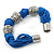 Chunky Blue Multi Cord With Silver Tone Rings Magnetic Bracelet - 17cm L - view 4