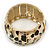 Gold Tone Wide Hammered With Leopard Print Flex Bracelet - 19cm L - view 4