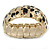 Gold Tone Wide Hammered With Leopard Print Flex Bracelet - 19cm L - view 6