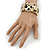 Gold Tone Wide Hammered With Leopard Print Flex Bracelet - 19cm L - view 2