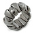 Chunky Dark Grey Polished/ Matte Acrylic Flex Bracelet - 19cm L - view 4