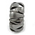 Chunky Dark Grey Polished/ Matte Acrylic Flex Bracelet - 19cm L - view 5