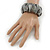 Chunky Dark Grey Polished/ Matte Acrylic Flex Bracelet - 19cm L - view 2
