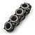 Victorian Style Round Black/ Clear Glass Crystal Flex Bracelet In Black Tone Metal - 19cm L - view 5