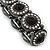 Victorian Style Round Black/ Clear Glass Crystal Flex Bracelet In Black Tone Metal - 19cm L - view 4