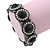 Victorian Style Round Black/ Clear Glass Crystal Flex Bracelet In Black Tone Metal - 19cm L - view 3