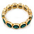 Gold Plated Round Green Glass Stone Flex Bracelet - 18cm L - view 6