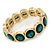 Gold Plated Round Green Glass Stone Flex Bracelet - 18cm L - view 7