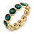 Gold Plated Round Green Glass Stone Flex Bracelet - 18cm L - view 3