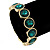 Gold Plated Round Green Glass Stone Flex Bracelet - 18cm L - view 4