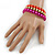 Magenta/ Brushed Gold/ Orange Box Style Chain Wide Magnetic Bracelet - 17cm L- for smaller wrist - view 2