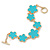 Cyan Blue Enamel Floral Bracelet With T-Bar Closure In Gold Tone - 16cm L (For Small Wrists Only) - view 6