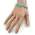 Cyan Blue Enamel Floral Bracelet With T-Bar Closure In Gold Tone - 16cm L (For Small Wrists Only) - view 4