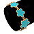Cyan Blue Enamel Floral Bracelet With T-Bar Closure In Gold Tone - 16cm L (For Small Wrists Only) - view 5