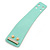 Statement Wide Mint Leather Style with Crystal Closure Bracelet - 18cm L - view 3