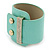 Statement Wide Mint Leather Style with Crystal Closure Bracelet - 18cm L - view 7